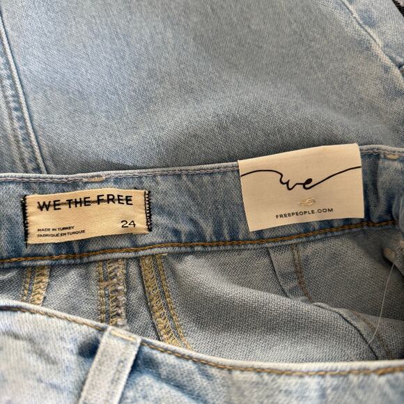 Free People cropped jeans pants long shorts denim bermuda relaxed cotton 24 - Picture 8 of 9